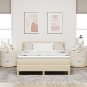 Box Spring Ágy Matraccal Krém 160x200 cm Szövet