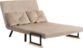 HOMCOM Kanapéágy, Összecsukható Ágy Funkcióval, Fotel Hátpárnával, Kárpitozott Kanapé Állítható Hátfallal, Plüss Kinézet, 102 x 73 x 81 cm, Világos Ba