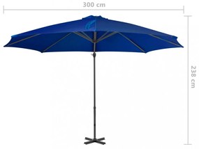 azúrkék konzolos napernyő alumíniumrúddal 300 cm