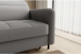 Szürke bársony kinyitható-tárolóhelyes sarokkanapé (bal oldali-heverő résszel) Gomsi – ELTAP