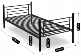 Emeletes Fém Ágykeret Fekete Színben. 90x200 cm RODEZ