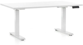 OfficeTech D állítható magasságú asztal, 120 x 80 cm, fehér alap, fehér