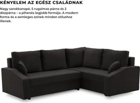 Grande Plus sarokkanapé, jobboldali, szövet anyag, fekete