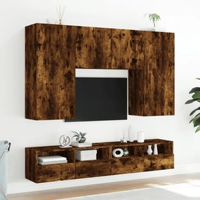 2 db füstös tölgy színű szerelt fa TV-szekrény 100 x 30 x 30 cm