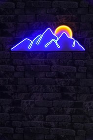 Műanyag LED-es fali dekoráció, Mountain - Blue - Sárga