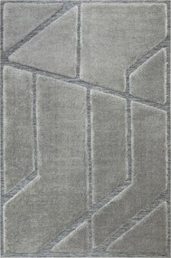 Szürke Modern Shaggy Geometrikus Vonalas Szőnyeg Puha Lula 120x170 cm