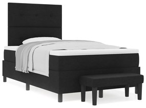 Box Spring Ágy matraccal és pad fekete 120x200 cm szövet