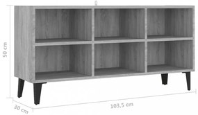 szürke sonoma színű TV-szekrény fémlábakkal 103,5 x 30 x 50 cm