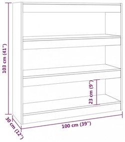 fekete térelválasztó könyvszekrény 100 x 30 x 103 cm
