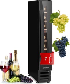 Klarstein Vinovilla 7 built-in Uno Onyx, beépített borhűtő, fekete üveg, rozsdamentes acél