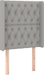 vidaXL világosszürke szövet fejtámla szárnyakkal 83x16x118/128 cm