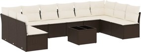 vidaXL 11 részes barna polyrattan kerti ülőgarnitúra párnákkal