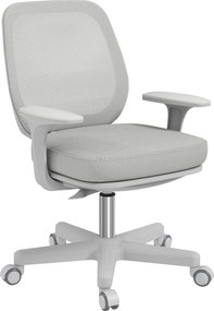 Vinsetto Irodai Szék Hálós Szövet Forgatható Magasságállító 360° Kartámaszokkal Kerekeken, Szürke | Aosom