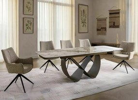 Infinity bővíthető étkezőasztal kerámia fényes fehér/réz 160-240 cm