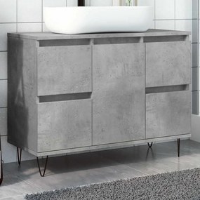 Betonszürke szerelt fa fürdőszobaszekrény 80 x 33 x 60 cm