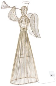 Karácsonyi világító angyal trombitával, 53 cm, 40 LED, fém