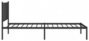 fekete fém ágykeret fejtámlával 80 x 200 cm