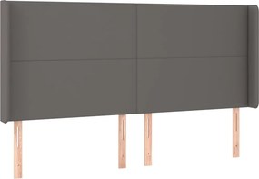 vidaXL szürke műbőr fejtámla szárnyakkal 183x16x118/128 cm
