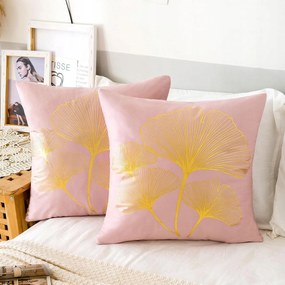 Díszpárnahuzat, 40x40 cm, bársonyos, 2 db, rózsaszín