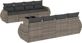 vidaXL 9 részes szürke polyrattan kerti ülőgarnitúra párnákkal