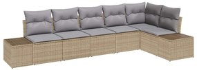 Kerti Kanapé Szett párnával 6 pcs bézs és szürke Poli rattan