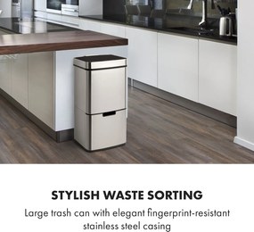 Klarstein Touchless, szemetes, szenzoros, 72 l, 4 tartály, ABS / PP / rozsdamentes acél