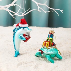 Üveg kézzel készített karácsonyfadísz 12,5 cm Dolphin – Sass &amp; Belle