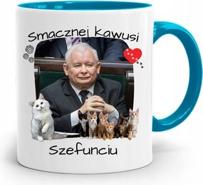 Kék Vicces Bögre Jaroslaw Kaczynski fényképes nyomattal