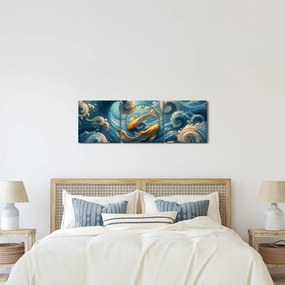 Kép - Aranyhalak (órával) (90x30 cm)