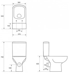 Cersanit COLOR - WC kombi + ülőke soft close, vízszintes hulladék, fehér, K103-027