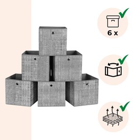 GARY tárolódoboz, 6 db, 30x30x30cm, szürke SongmicsHome