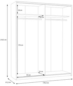 Gardróbszekrény KARO 170x210 cm szürke/zöld