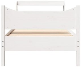 fehér tömör fenyőfa ágykeret fejtámlával 100 x 200 cm