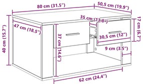vidaXL Dohányzóasztal fiókkal Öreg fa 80 x 50 x 40 cm Faanyag