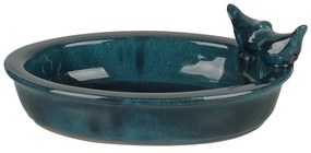 Kerámia madáretető és -itató tál, kék