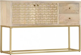 aranyszínű tömör mangófa tálalószekrény 120 x 30 x 75 cm