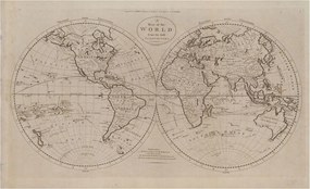 Dekoratív Fotótapéta Hálószobába Régi térkép 416x254 Ragasztó