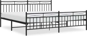 vidaXL fekete fém ágykeret fej- és lábtámlával 193 x 203 cm
