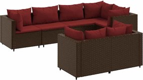 vidaXL 7 részes barna polyrattan kerti ülőgarnitúra párnákkal