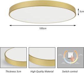 Brilagi-LED mennyezeti lámpatest POOL LED/128W/230V 3000/4500/6000K átm. 100 cm arany