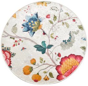 Szürke bársony fürdőszobai kilépő ø 100 cm Vintage Flower – Foutastic