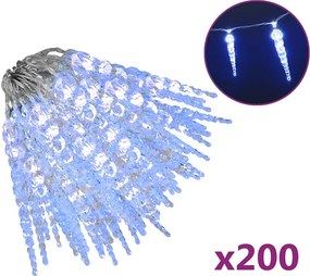 vidaXL meleg fehér akril PVC karácsonyi jégcsaplámpa 200 LED-del 20 m