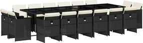 vidaXL 17 részes fekete polyrattan kerti étkezőgarnitúra párnákkal