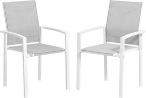 Outsunny 2 db kültéri kertiszék készlet teraszra, stackelhető étkezőszék légáteresztő szövettel, acél kerettel, kartámlával és háttámlával, 56x58x89 c