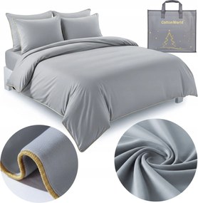 Mikroszálas Ágyneműhuzat Velúr Plüss Szegély 220x200 Meleg Puha Szürke