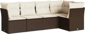 vidaXL 5 részes barna polyrattan kerti ülőgarnitúra párnával