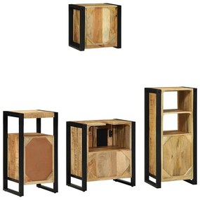 Fürdőszoba bútor szett polcokkal 4 pcs Barna Tömör Mangófát