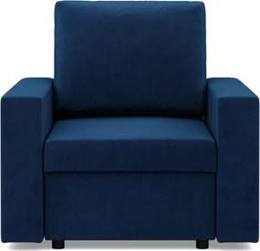 Zeus fotel, egyenes kartámasz, bársony, hab töltet, kék