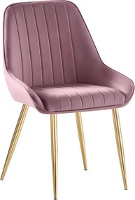 Étkezőszék, rózsaszín Velvet anyag/gold króm-arany, PERLIA