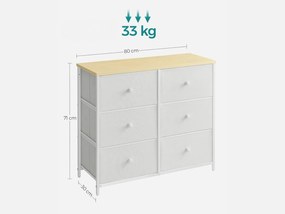 Komód fiókos tárolókkal HESTO 80x71 cm, fehér/szürke